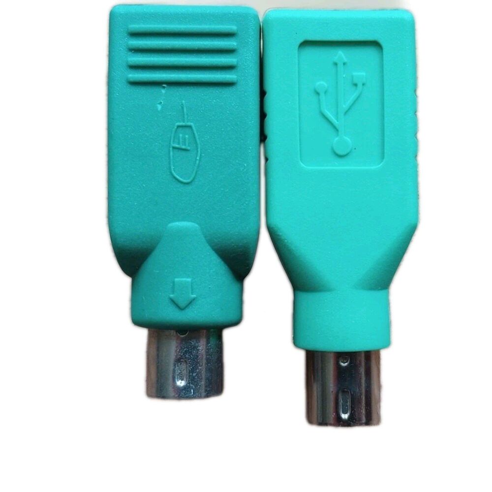 Male PS2 to Female USB Adapter (Lot of 2) Green USED